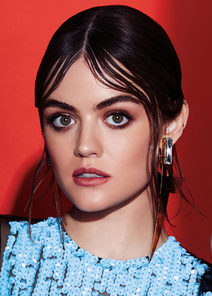 Lucy Hale in Blue Sequin Top