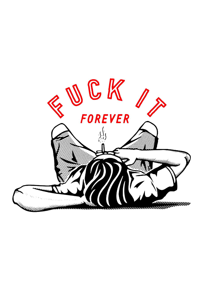 Person smoking with text