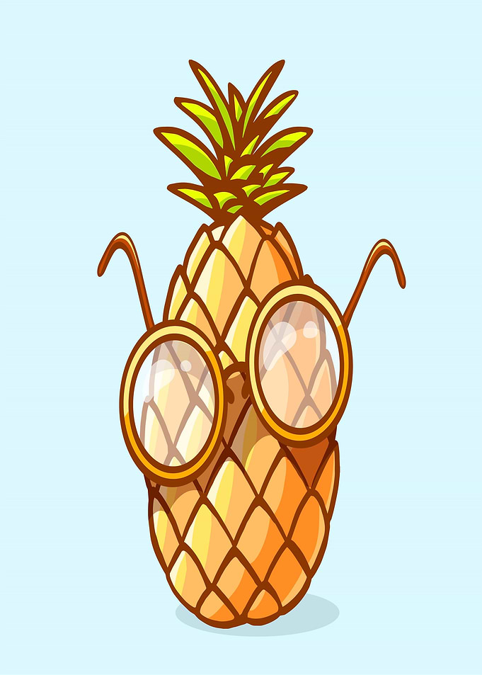 Cartoon Pineapple Wearing Glasses