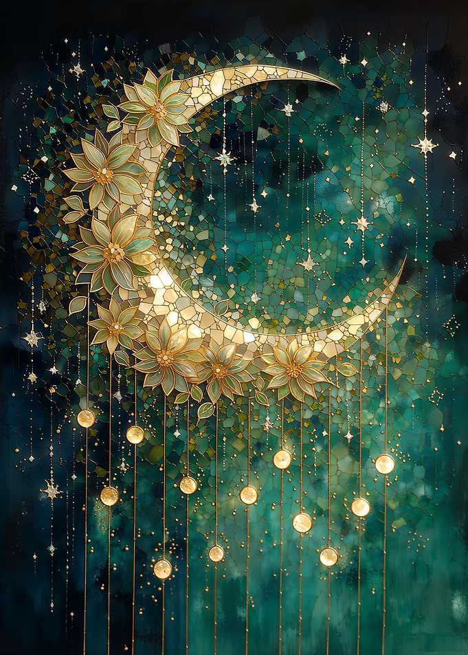 Celestial Stained Glass Moon