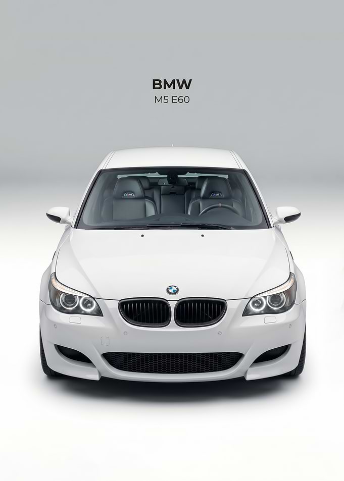 White BMW M5 E60 Front View