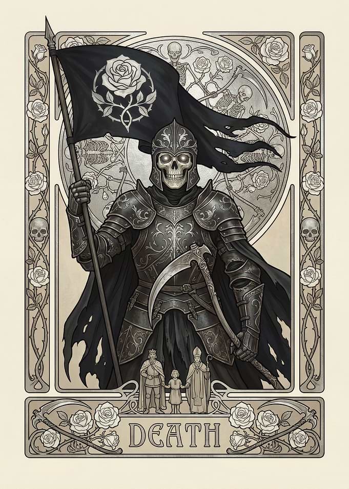 Grim Reaper with Rose Flag
