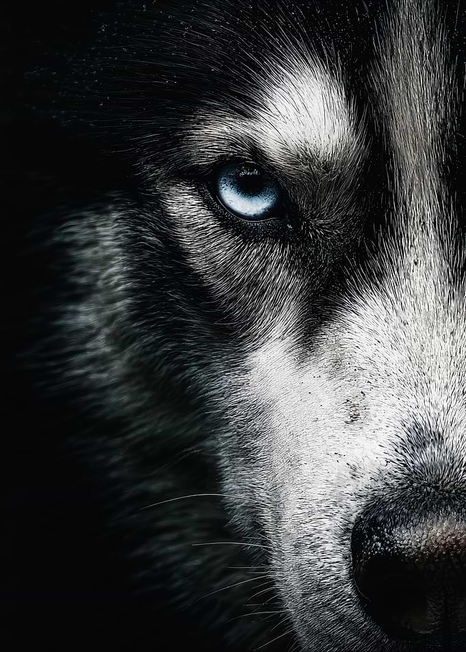 Husky Face Blue Eye Portrait