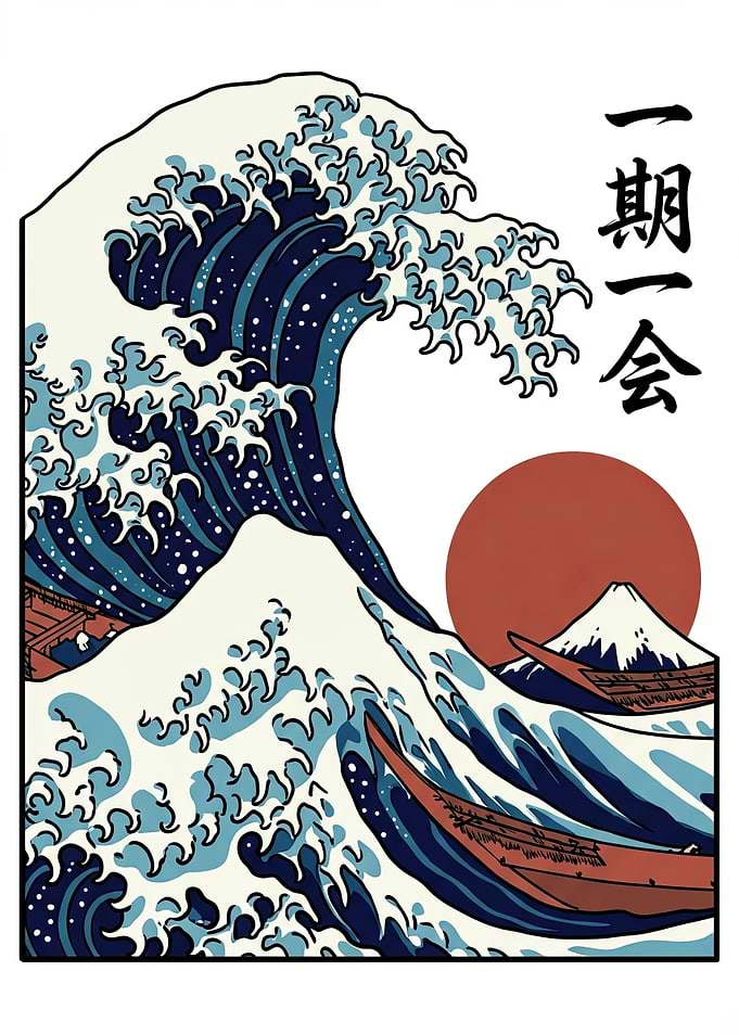 Great Wave with Japanese Text