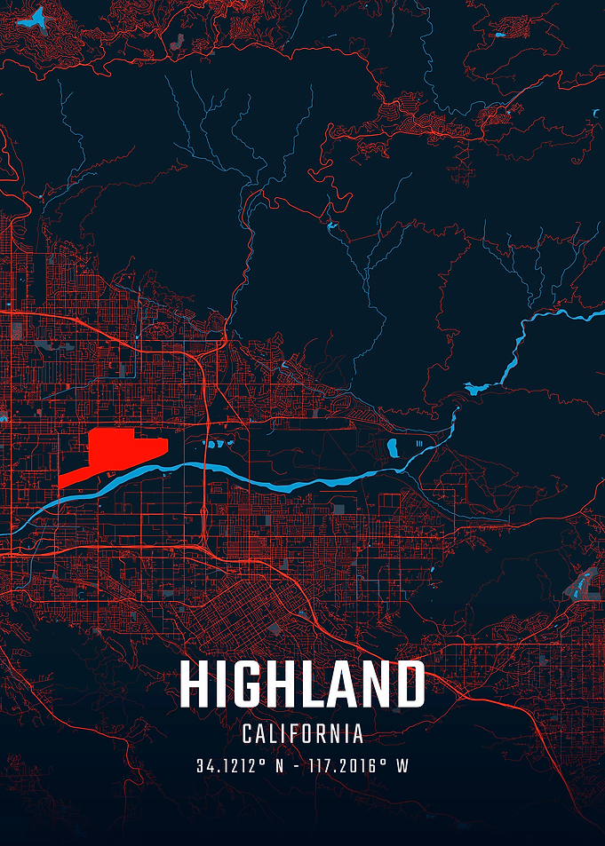 Highland California City Map