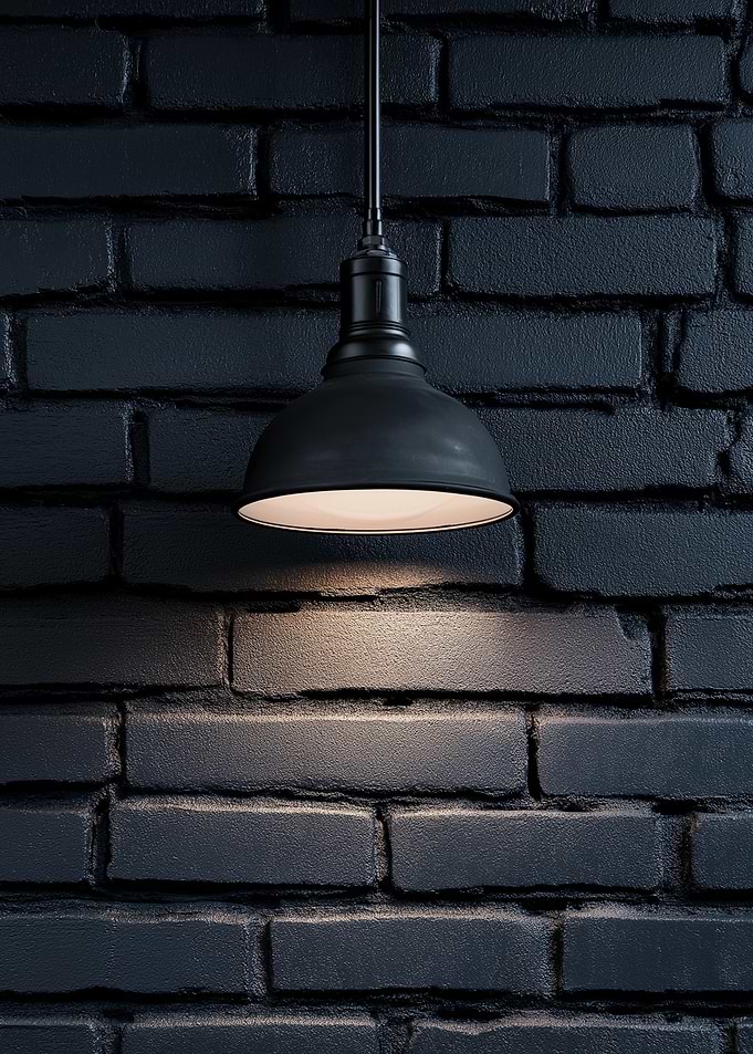 Industrial Pendant Light on Brick Wall