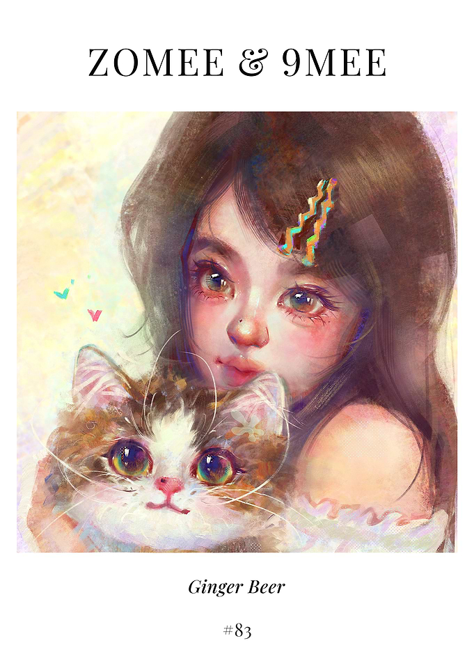 Cute Cat Poster – Girl and Cat Illustration | Ginger Beer #83