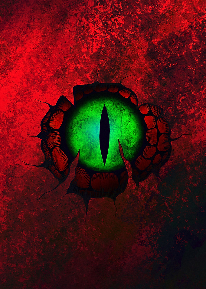 Dragon Eye on Red Background