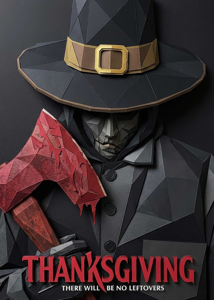 Papercraft Thanksgiving Horror Poster