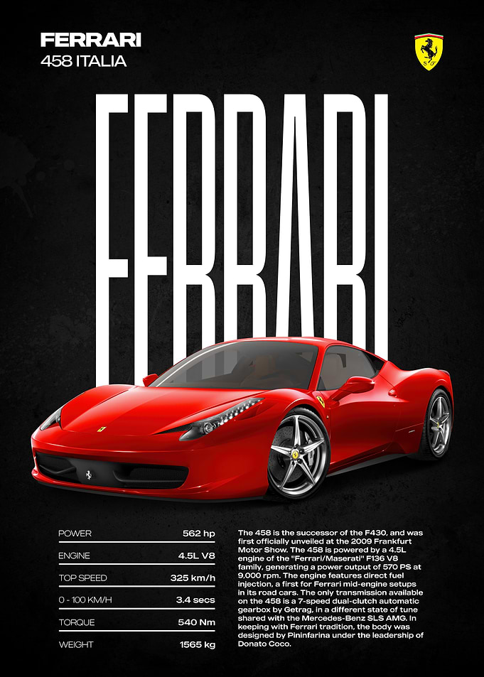 Ferrari 458 Italia Poster