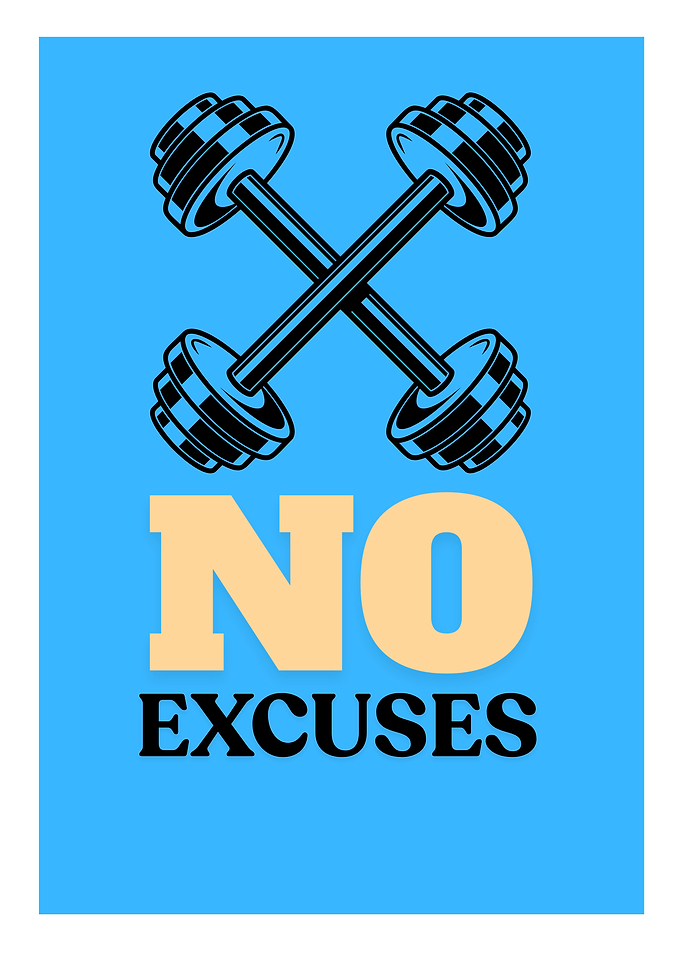No Excuses Dumbbell Motivational Poster