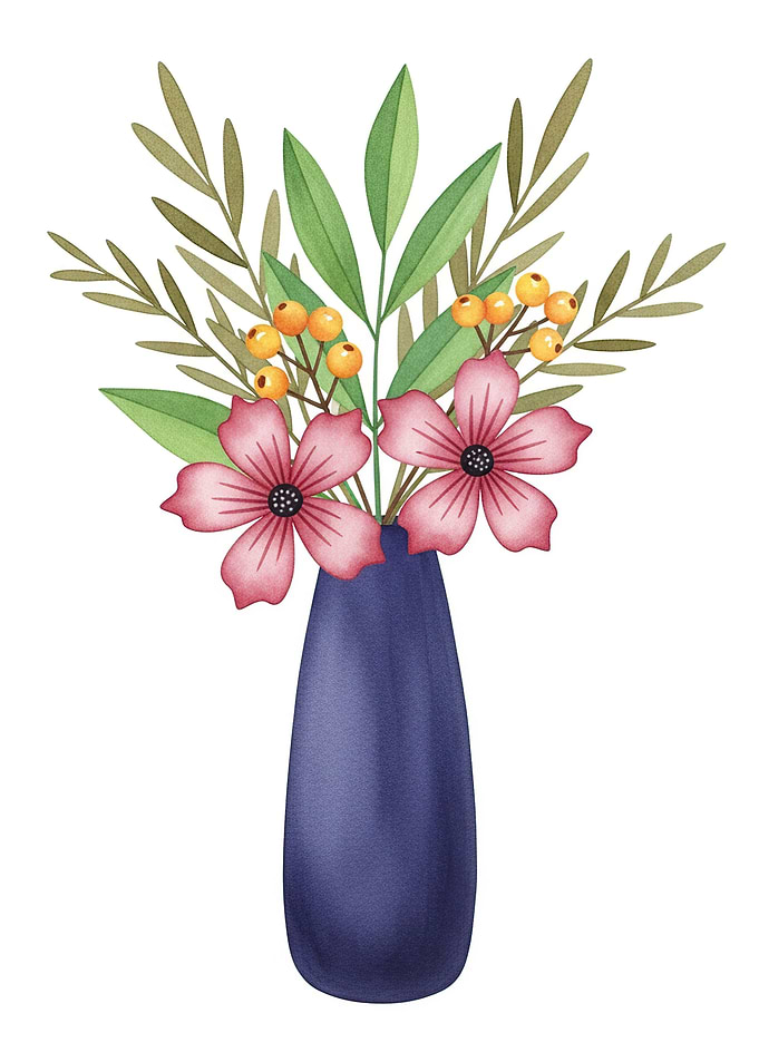 Watercolor floral arrangement in a vase