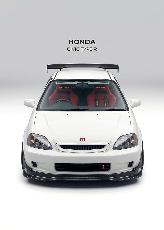 white Honda Civic Type R ek9 poster