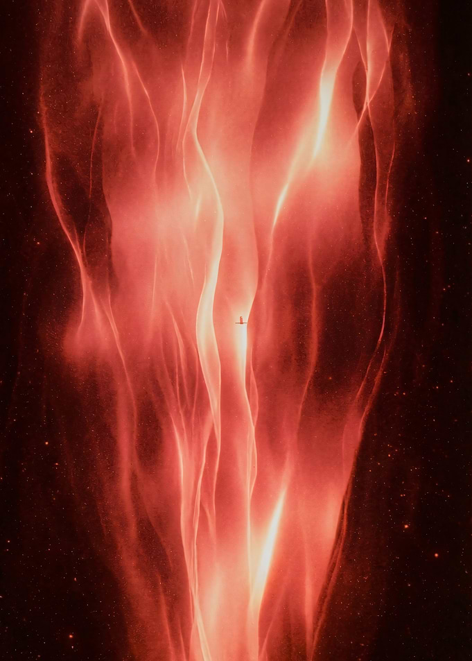 Fiery Nebula and a Spaceship