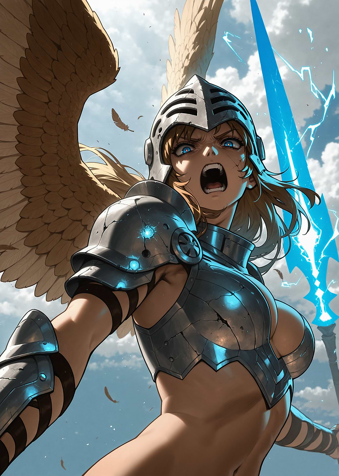 Angelic Warrior with Glowing Sword