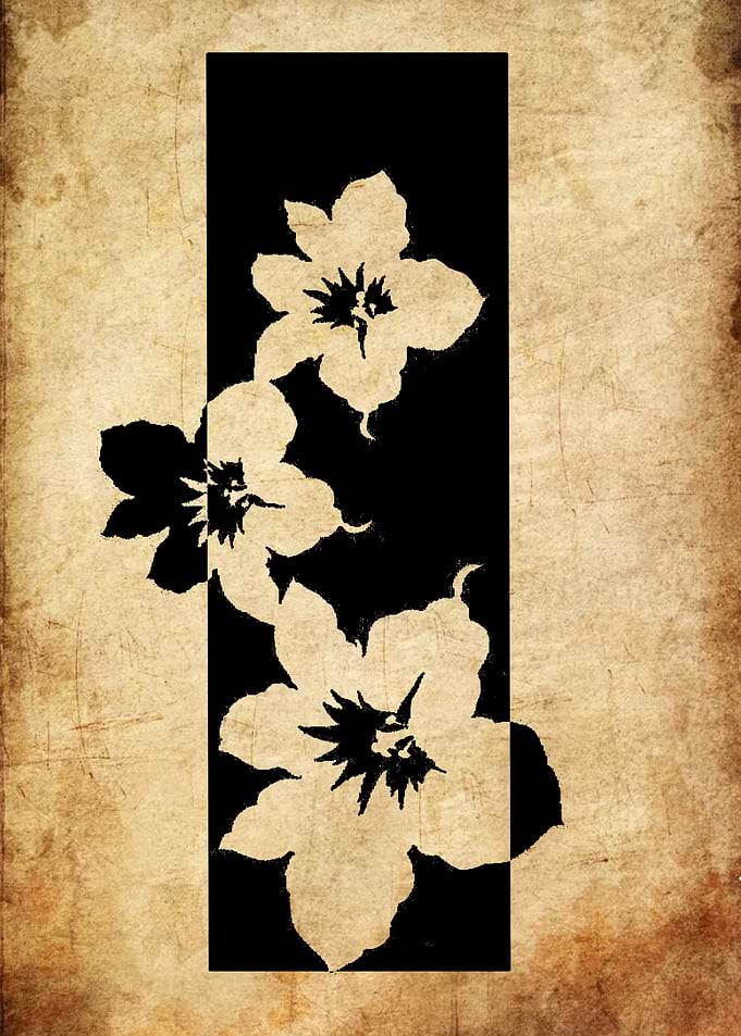 Vintage Floral Silhouette Art