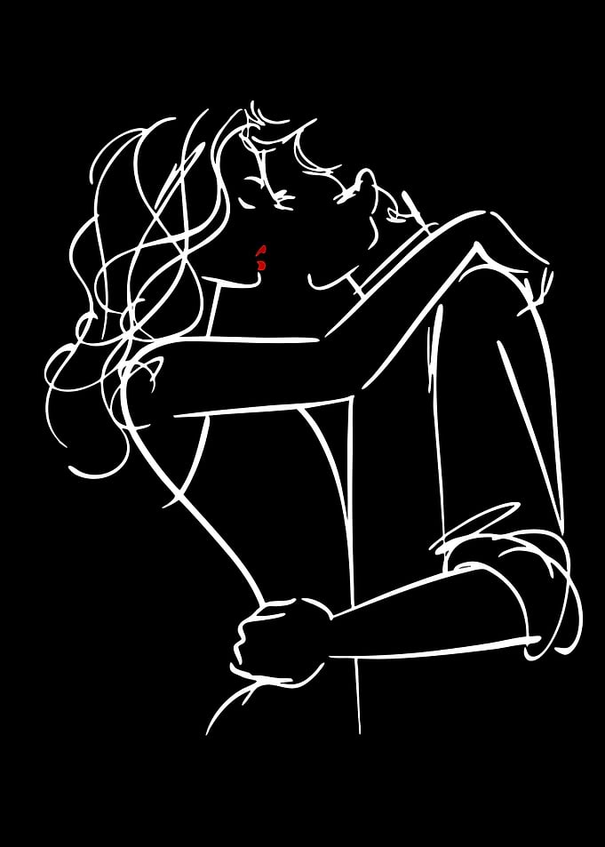 Couple Kissing Line Art