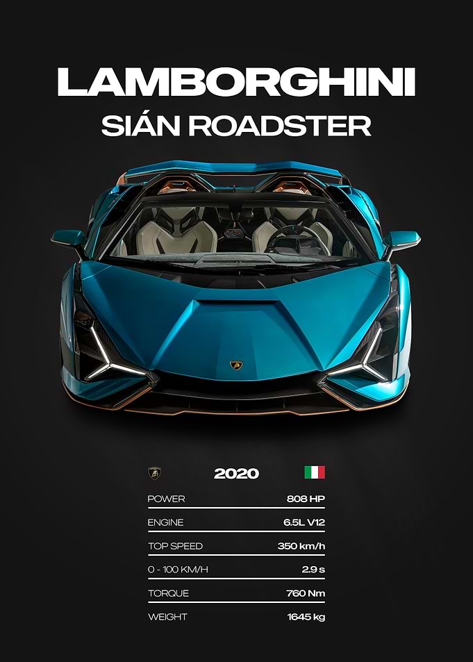 Lamborghini Sián Roadster Car Poster