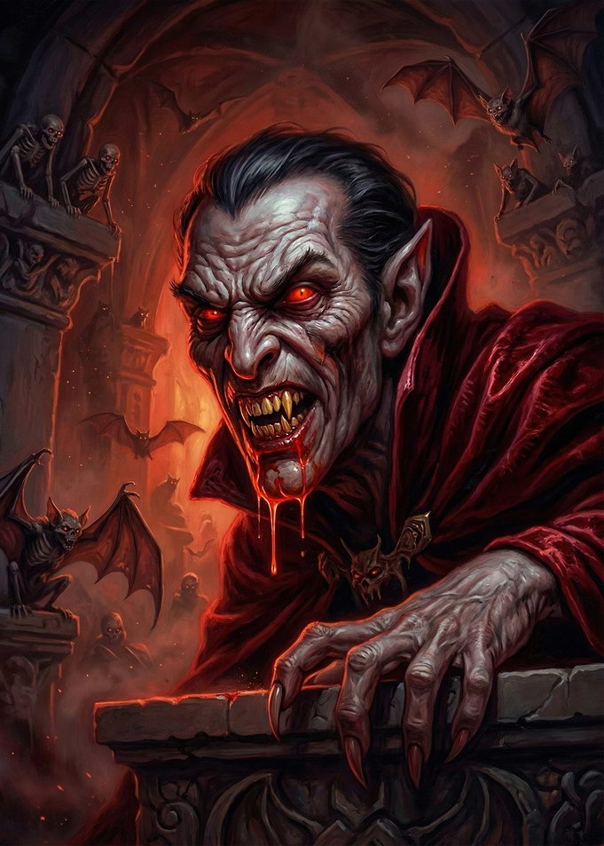 Terrifying Vampire with Glowing Eyes