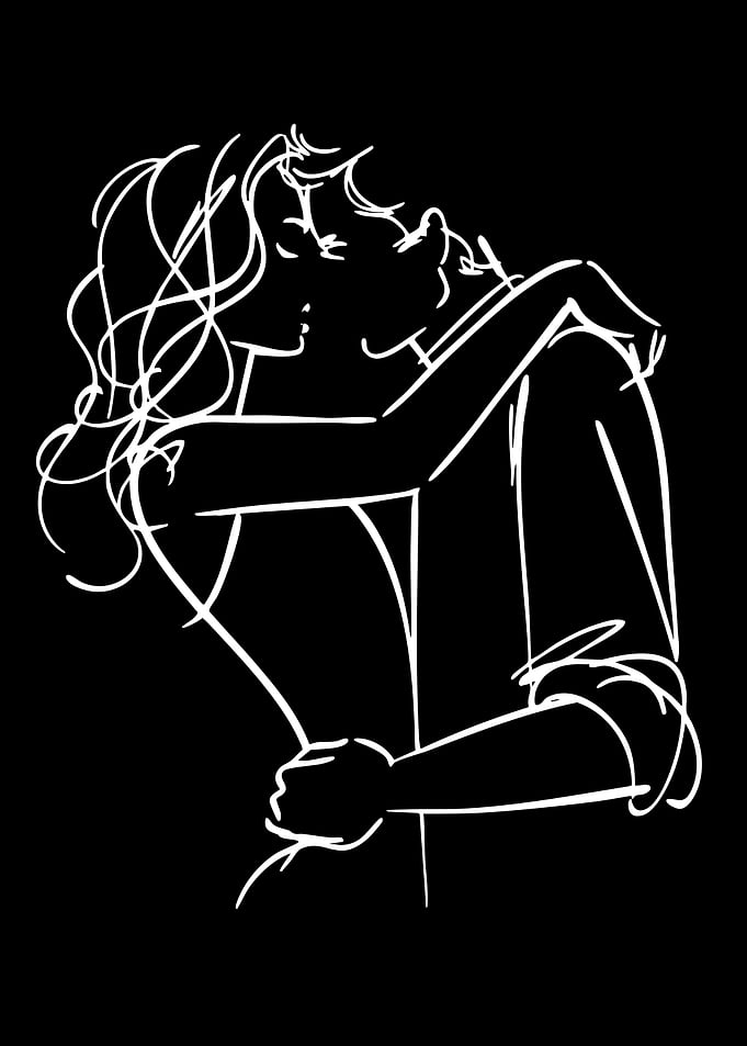 Couple Embracing Silhouette
