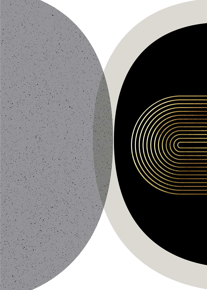 Abstract Geometric Shapes with Gold Arches