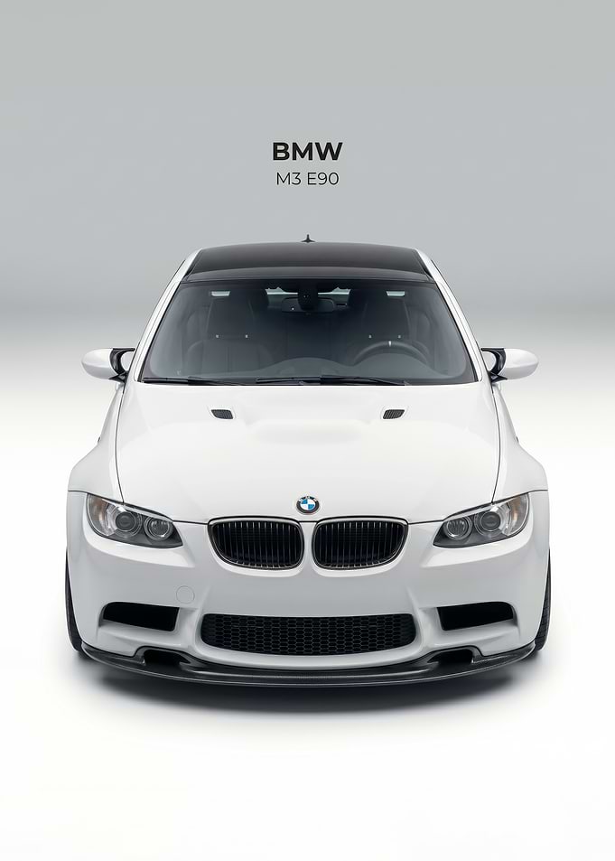 White BMW M3 E90 Front View