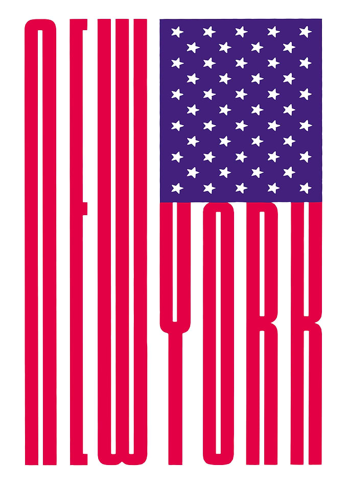 New York American Flag Text Art