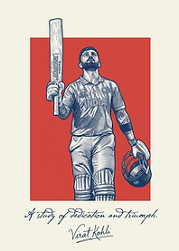 Virat Kohli Illustration with Bat and Helmet