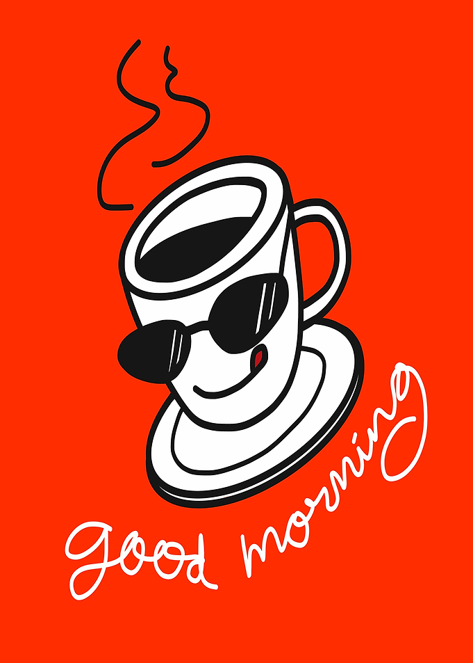 Cool Coffee Cup with Good Morning Text