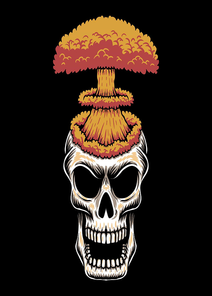Skull with Nuclear Explosion