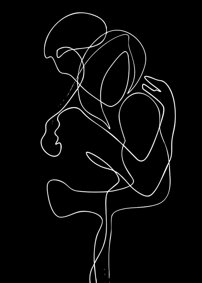 Abstract White Line Art on Black