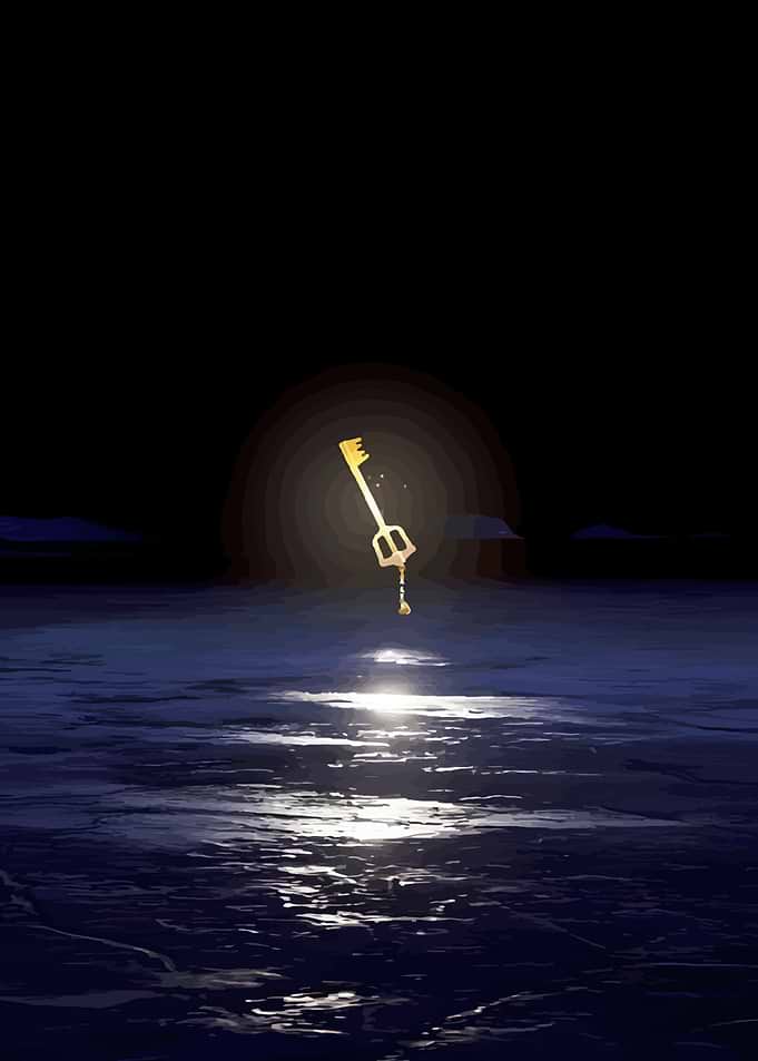 Keyblade over water at night
