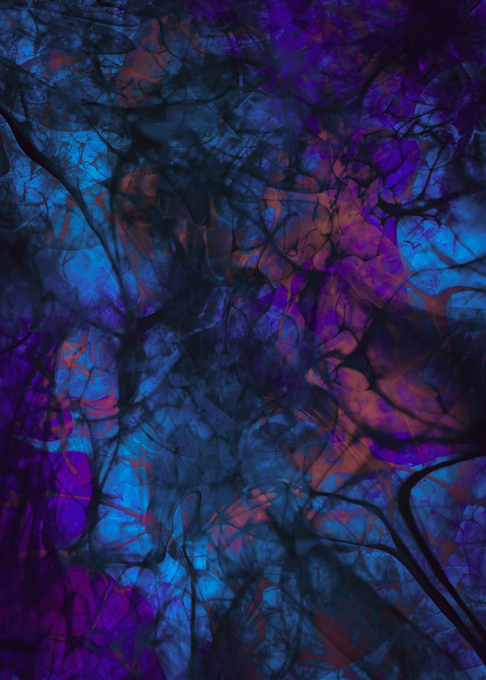 Dark Ethereal Veins – Abstract Blue & Purple Neural Energy Art