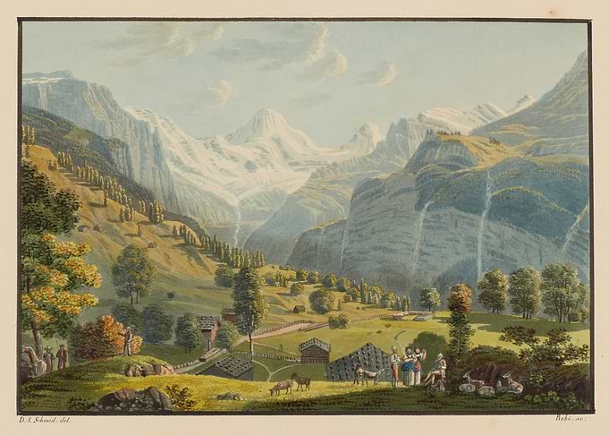 Alpine Valley Landscape with Figures