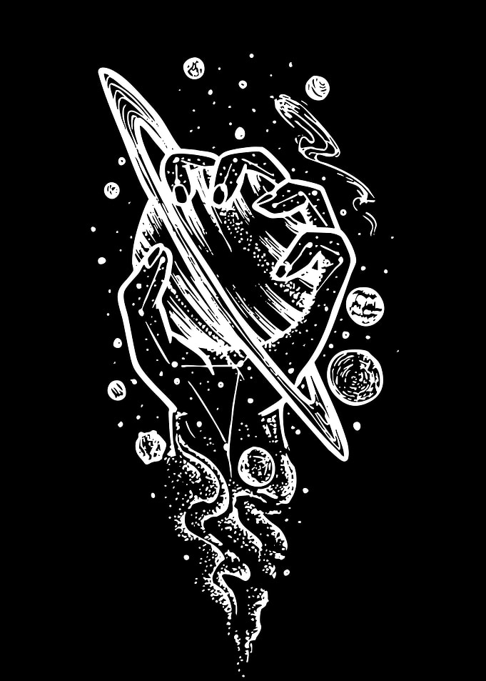 Cosmic Hand Holding Saturn