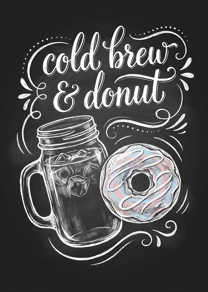 Cold Brew and Donut Chalk Art