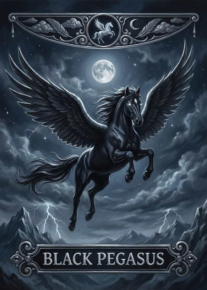 Black Pegasus in a Stormy Night