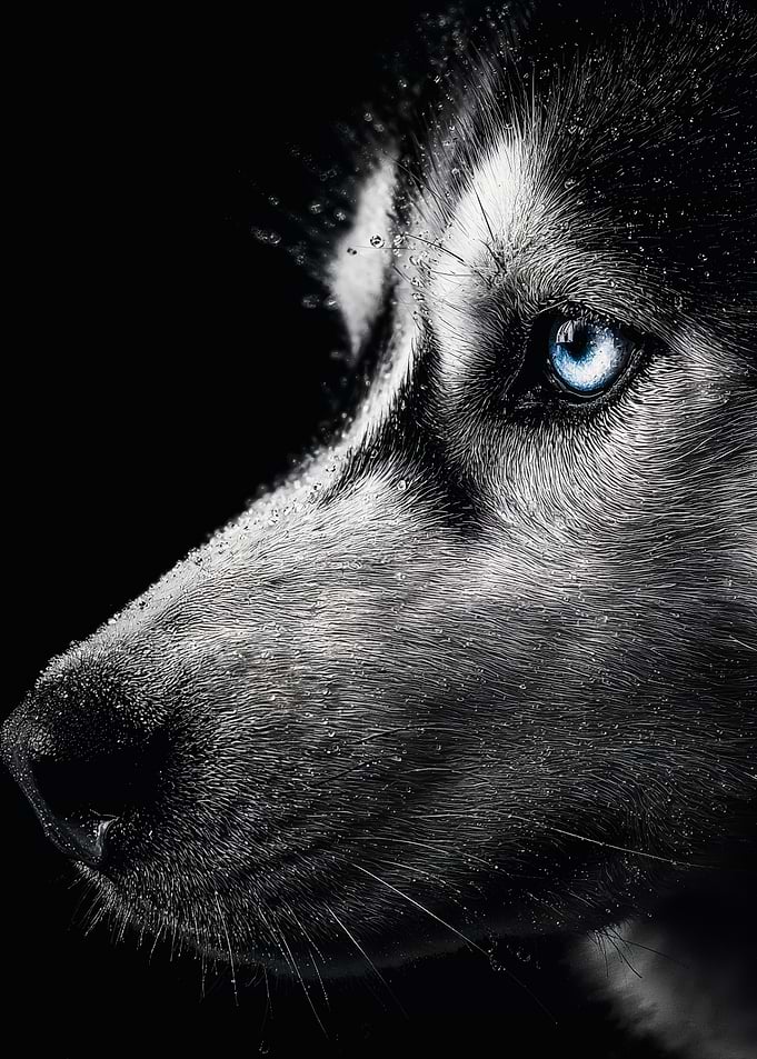 Husky Face Blue Eye Portrait