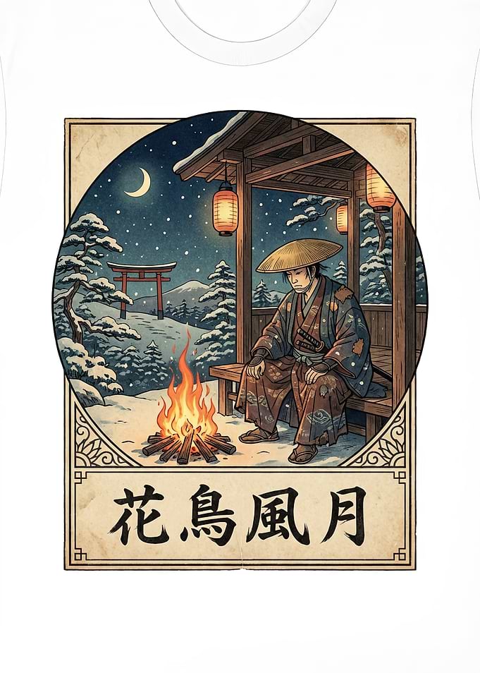Samurai by Campfire in Winter