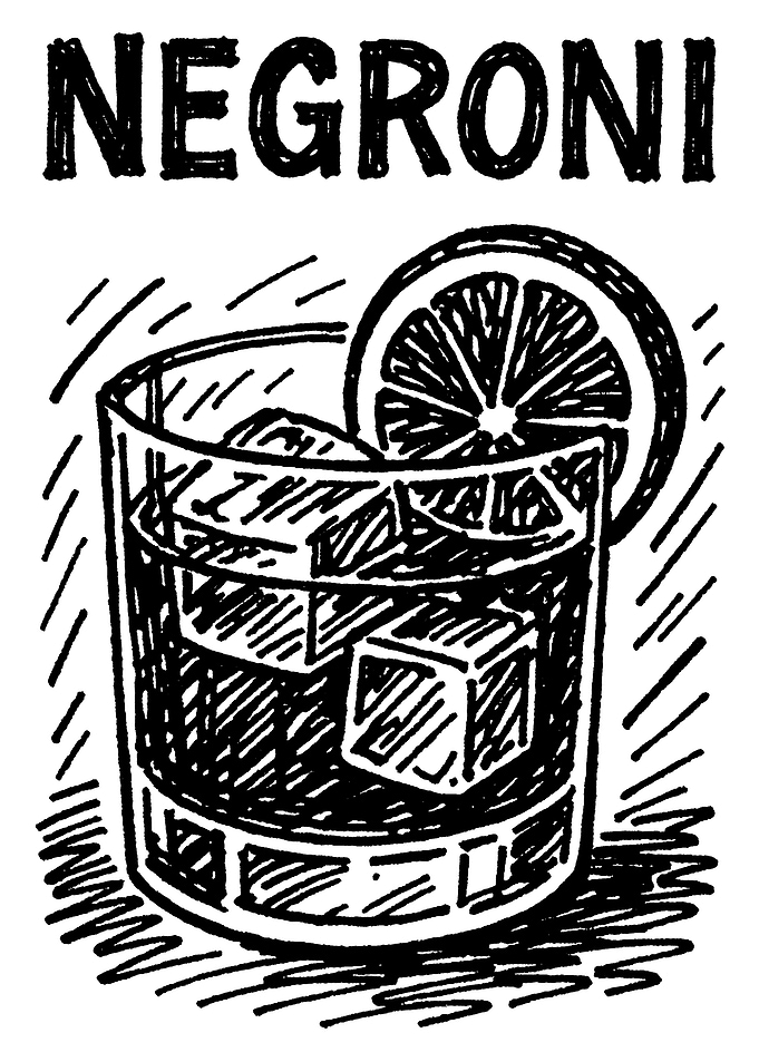 Negroni Cocktail Illustration