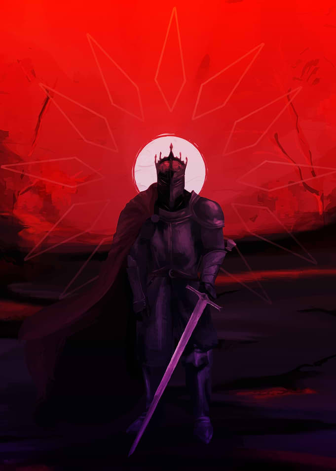 Dark Knight King with Sword Fall of Avalon