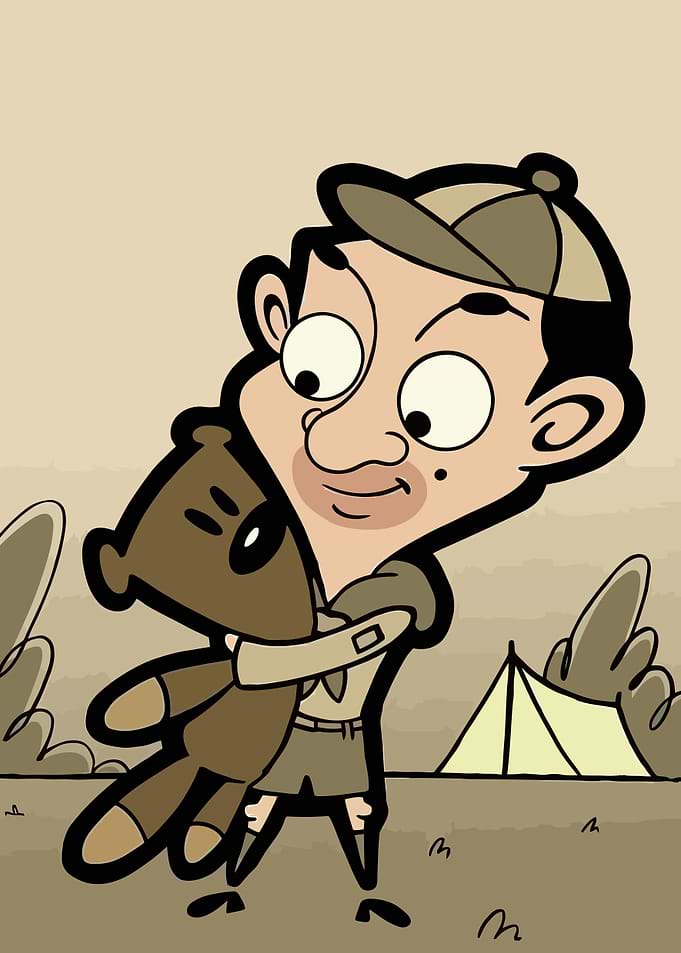 Mr. Bean Hugging Teddy Bear