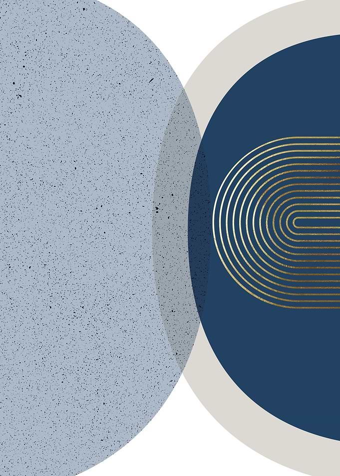 Abstract Geometric Shapes with Gold Arches