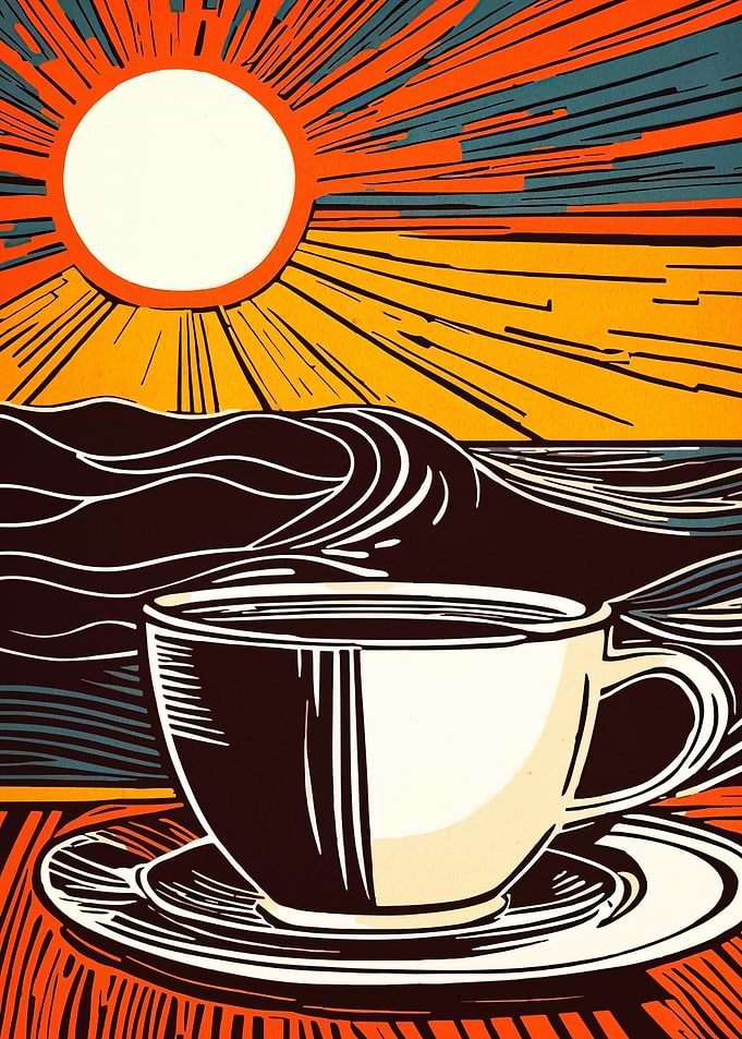 Sunrise Coffee by the Ocean