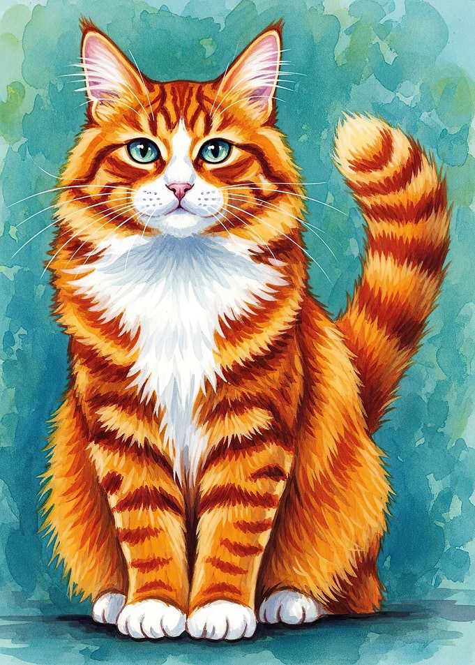 Orange Tabby Cat Painting