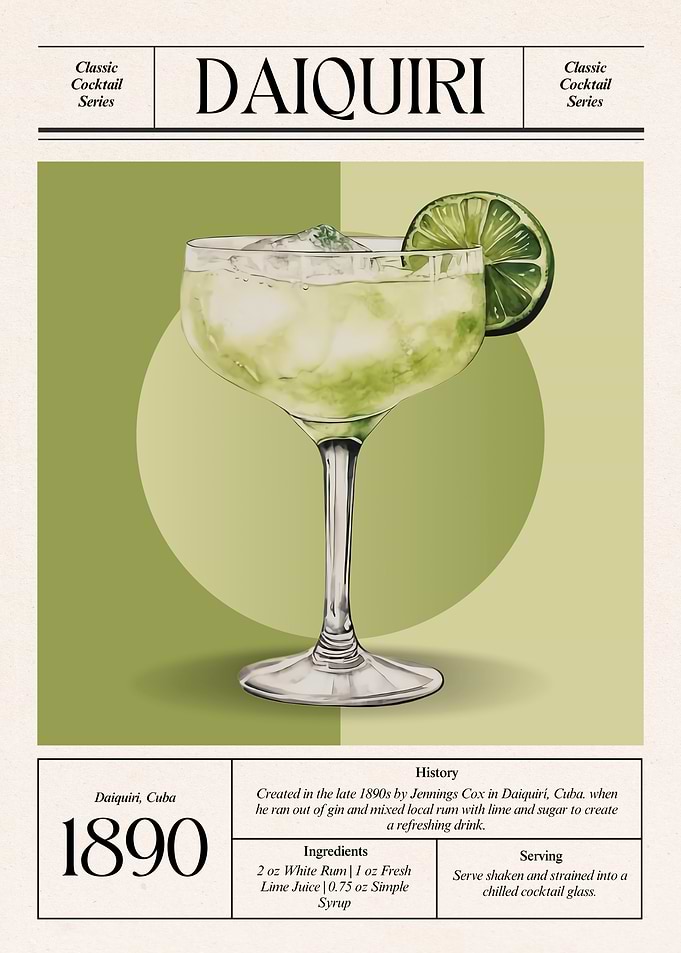 Vintage Daiquiri Cocktail – Classic 1890s Cuban Elegance