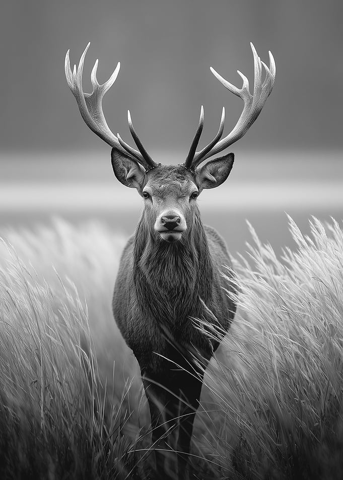 Majestic Stag in Tall Grass