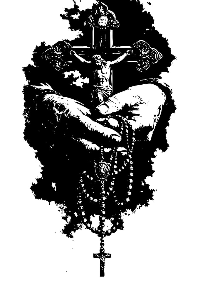 Hands Holding Rosary with Crucifix