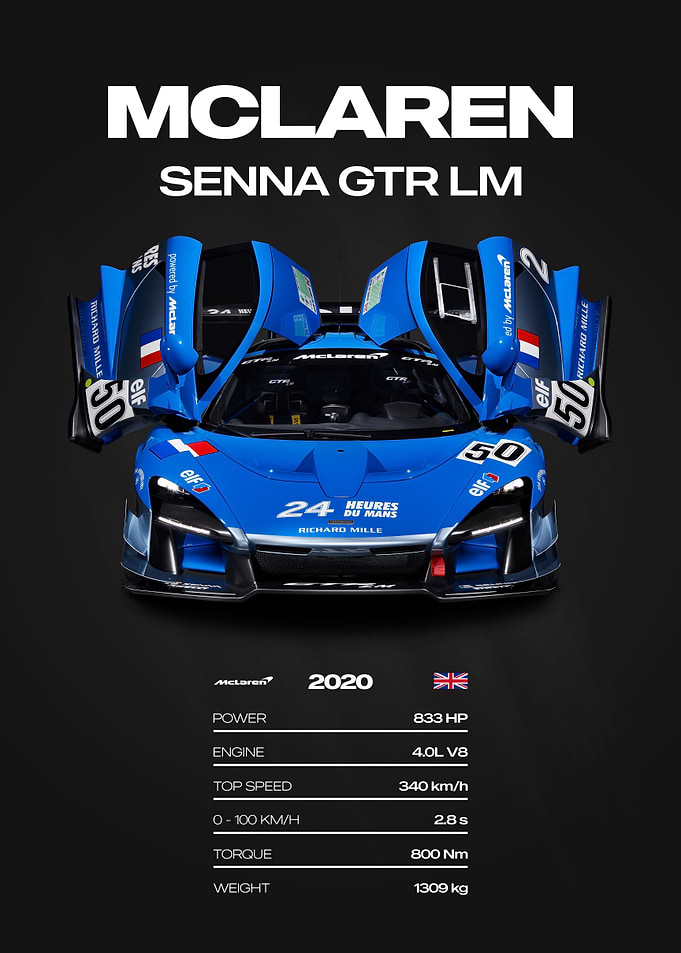 McLaren Senna GTR LM Car Poster