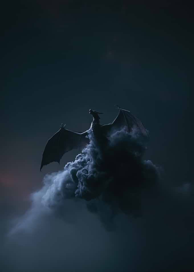 Dragon Emerging from Dark Clouds